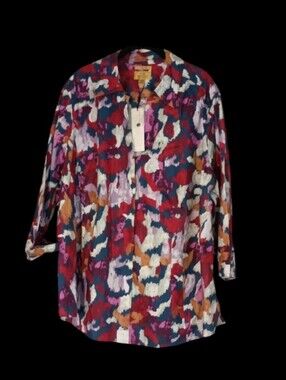 NWT Taylor Investments Gold Label Sz 24W Fall Multicolor Abstract Print Blouse